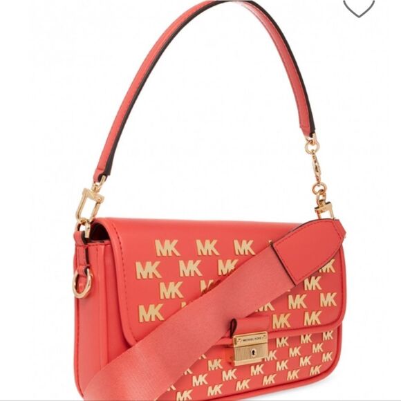 Michael Kors Bradshaw Monogram Print Convertible Shoulder Bag- Dahlia - Picture 3 of 15